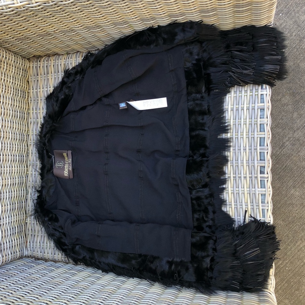 Roberto Cavalli Fur Leather Fringe Jacket 40 S M - Picture 8 of 14
